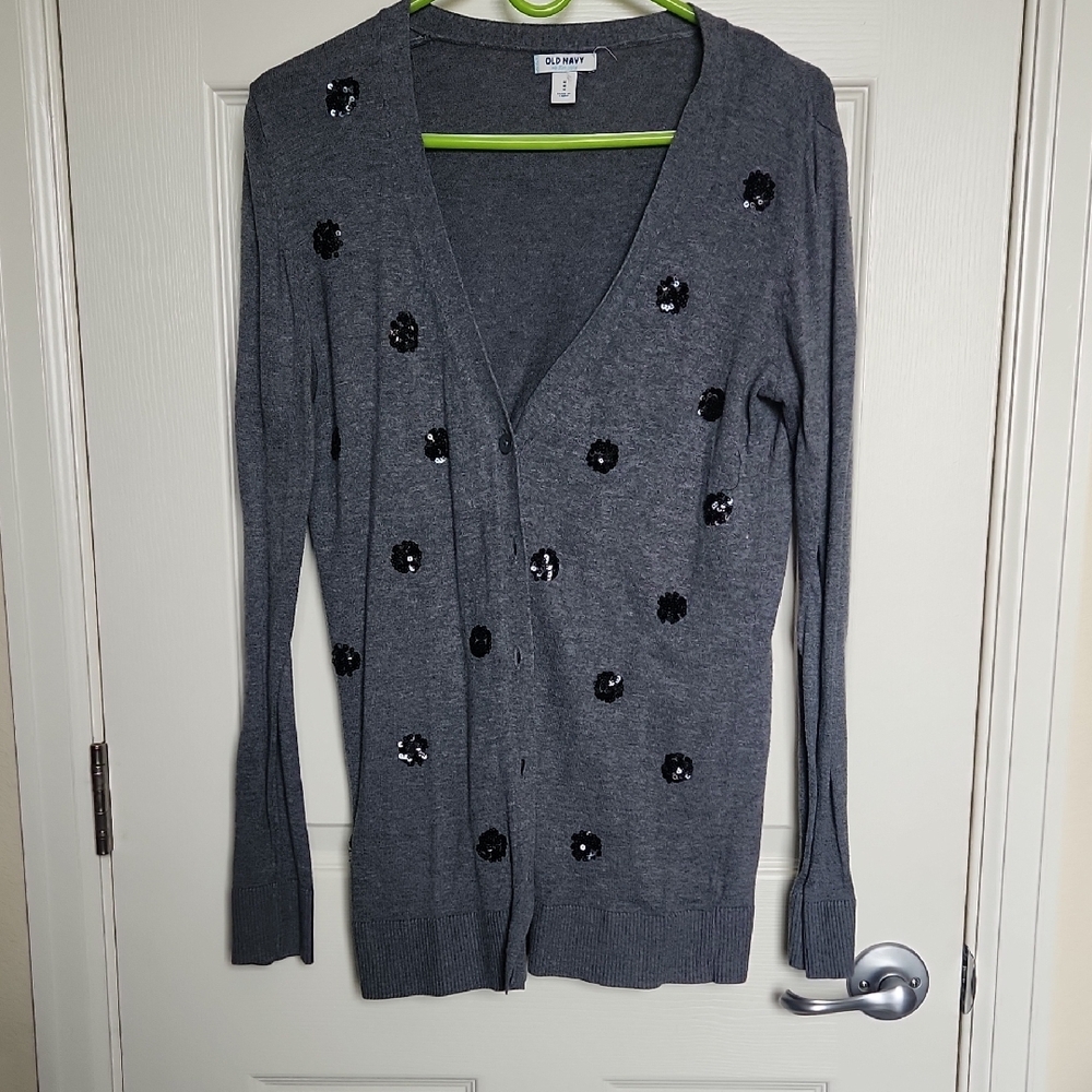 Old Navy Gray Sequin Women's Sweater
